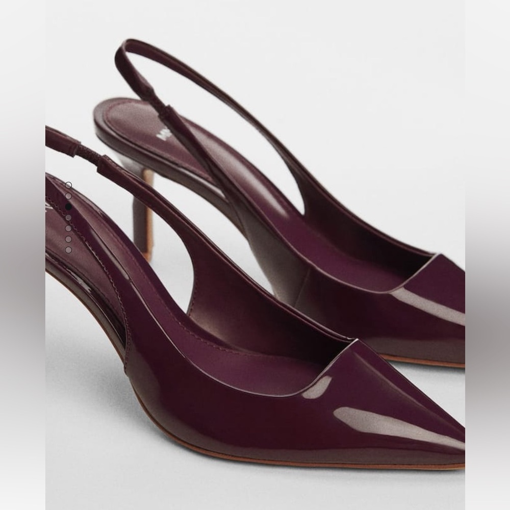 Mango Cherry Red Pointed-Toe Slingback Heeled Shoes - EUR 38/US 7.5 - NWT